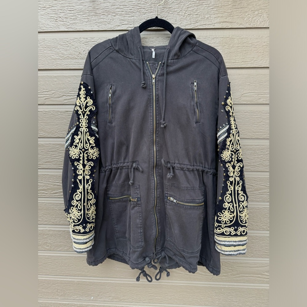 Free People Golden Quills Military Parka Jacket medium